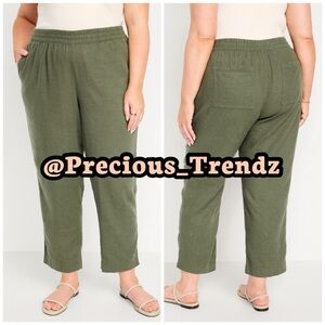 🔸2️⃣2️⃣ Old Navy High-Waisted Linen-Blend Straight Pants XXL Tall Green